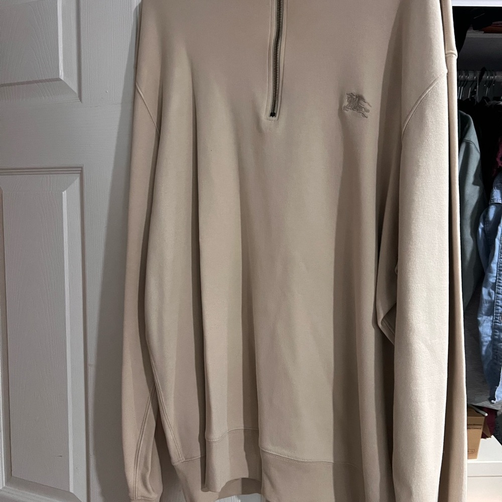 Men's Beige Half-Zip Sweater